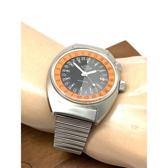 Glycine Airman SST Men's Watch Vintage Swiss Automatic Black Orange Dial - Picture 5 of 13